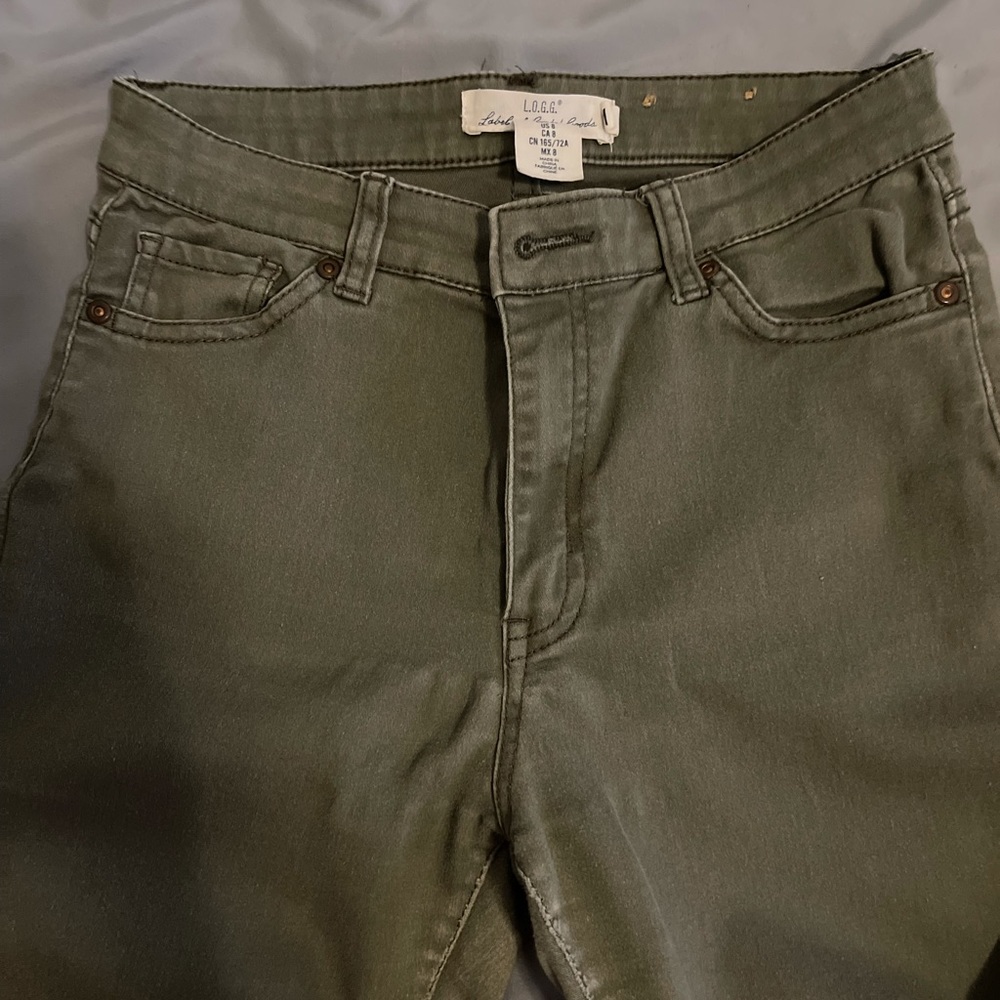 H&M straight leg skinny green pants